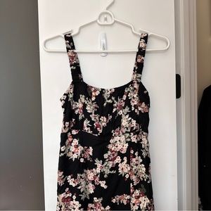 Abercrombie black floral rouched bust midi dress